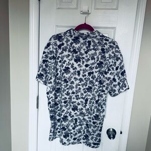 Nike Black and White Floral Polo Shirt